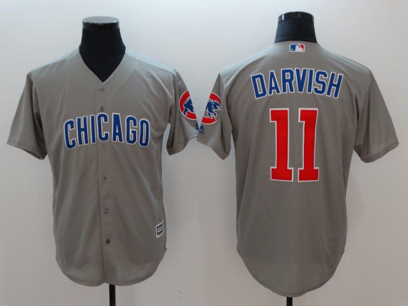 Men Chicago Cubs 11 Darvish Grey Game MLB Jerseys